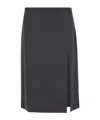 Philosophy Di Lorenzo Serafini Grey Pencil Skirt With Slit In Wool Blend Woman In Black
