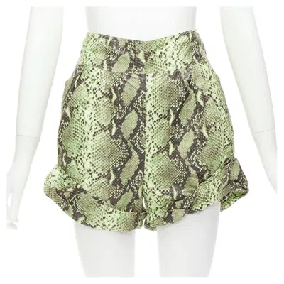 Pre-owned Philosophy Di Lorenzo Serafini Philosophy Beige Scaled Print Paper Effect High Waist Cuffed Shorts It38 Xs In Brown