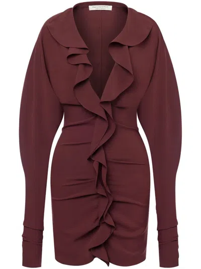 Philosophy Di Lorenzo Serafini V-neck Ruffled Mini Dress In 0104