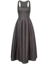 Philosophy Di Lorenzo Serafini Square-neck Full-skirt Dress In Grey
