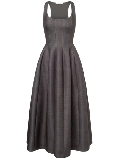 Philosophy Di Lorenzo Serafini Square-neck Full-skirt Dress In Gris