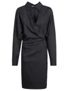 Philosophy Di Lorenzo Serafini Chic Wool-blend Asymmetric Shirt Dress In Grigio 509