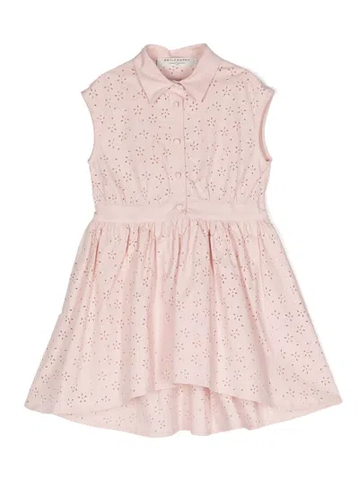 Philosophy Di Lorenzo Serafini Kids' Openwork Flared Dress In Pink