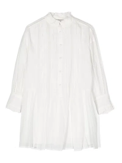 Philosophy Di Lorenzo Serafini Kids' Pintuck-detail Cotton Dress In Bianco