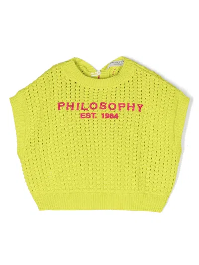 Philosophy Di Lorenzo Serafini Kids' Logo-embroidered Cotton Jumper In Green