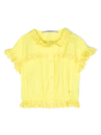 Philosophy Di Lorenzo Serafini Kids' Embroidered Logo Ruffled Shirt In Giallo