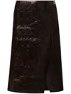Philosophy Di Lorenzo Serafini Coated Wool-blend Midi Skirt In Brown