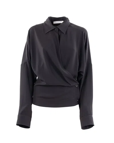 Philosophy Di Lorenzo Serafini Philosophy Di Lorenzo Serafin Draped Poplin Shirt In Black