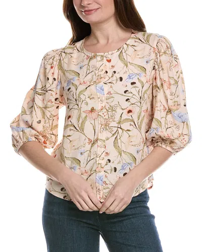 Philosophy Di Lorenzo Serafini Philosophy Floral Printed Linen-blend Top In Neutral