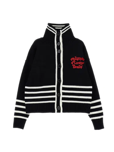 Philosophy Di Lorenzo Serafini Philosophy Kids  Cardigan With Embroidery And Buttons In Black
