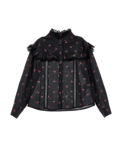 Philosophy Di Lorenzo Serafini Philosophy Kids  Cherry Print Ruffled Shirt In Black