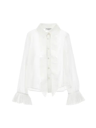 Philosophy Di Lorenzo Serafini Philosophy Kids  Chiffon Shirt With Pleated Details In White