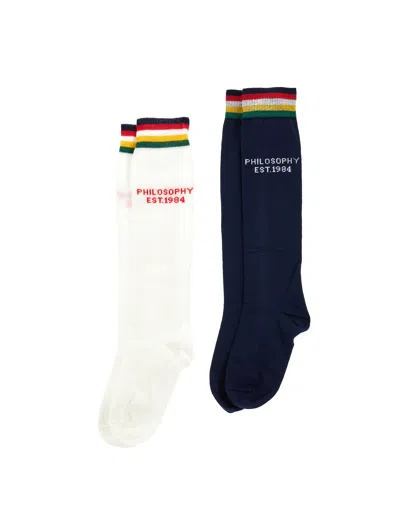 Philosophy Di Lorenzo Serafini Philosophy Kids  Colorful Striped Logo Socks In Multi
