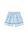 Philosophy Di Lorenzo Serafini Philosophy Kids  Cotton Shorts With Floral Print In Blue