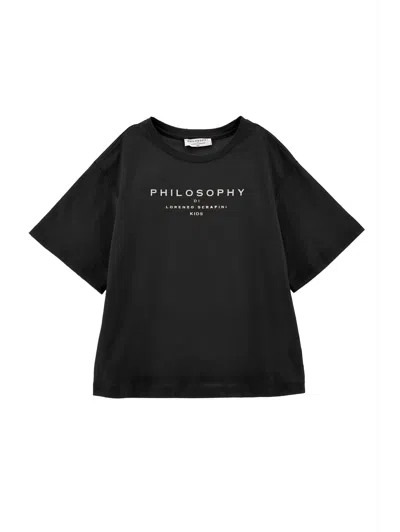 Philosophy Di Lorenzo Serafini Philosophy Kids  Cotton T-shirt With Logo In Black
