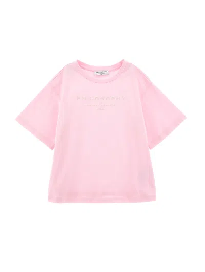 Philosophy Di Lorenzo Serafini Philosophy Kids  Cotton T-shirt With Logo In Pink