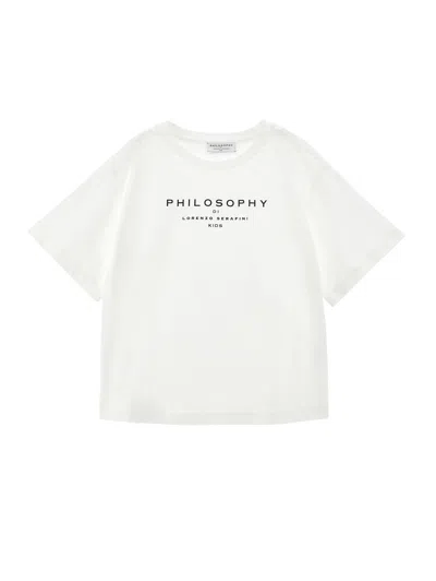Philosophy Di Lorenzo Serafini Philosophy Kids  Cotton T-shirt With Logo In White