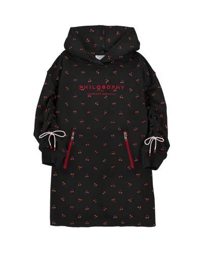Philosophy Di Lorenzo Serafini Philosophy Kids  Drawstring Sweatshirt Dress In Black