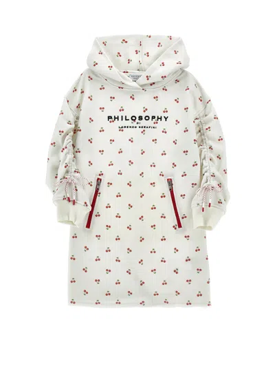 Philosophy Di Lorenzo Serafini Philosophy Kids  Drawstring Sweatshirt Dress In Neutral