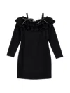 Philosophy Di Lorenzo Serafini Philosophy Kids  Dress With Gathered Shoulder Straps Print And Bow In Black
