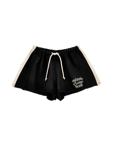 Philosophy Di Lorenzo Serafini Philosophy Kids  Fleece Shorts With Contrasting Details In Black