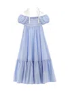 Philosophy Di Lorenzo Serafini Philosophy Kids  Girls' Off-the-shoulder Striped Dress In Blue