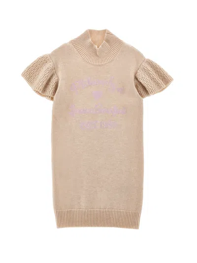 Philosophy Di Lorenzo Serafini Philosophy Kids  Knit Dress With Ruffles In Neutral