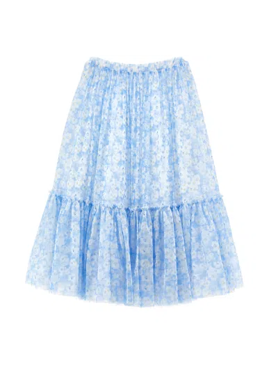 Philosophy Di Lorenzo Serafini Philosophy Kids  Long Tulle Skirt With Floral Print In Blue