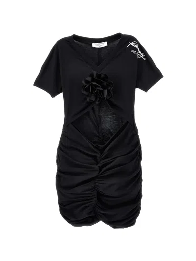 Philosophy Di Lorenzo Serafini Philosophy Kids  Mini Dress With Flower Brooch In Black