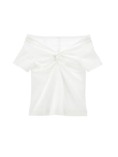 Philosophy Di Lorenzo Serafini Philosophy Kids  Off-shoulder T-shirt With Front Knot In Neutral