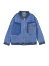 Philosophy Di Lorenzo Serafini Philosophy Kids  Patchwork Denim Jacket With Embroidered Logo In Blue