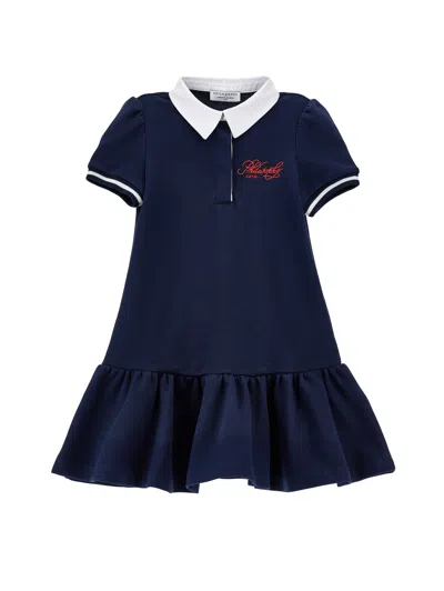 Philosophy Di Lorenzo Serafini Philosophy Kids  Polo Dress With Logo Embroidery In Blue