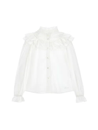 Philosophy Di Lorenzo Serafini Philosophy Kids  Poplin Shirt With Ruffles In White