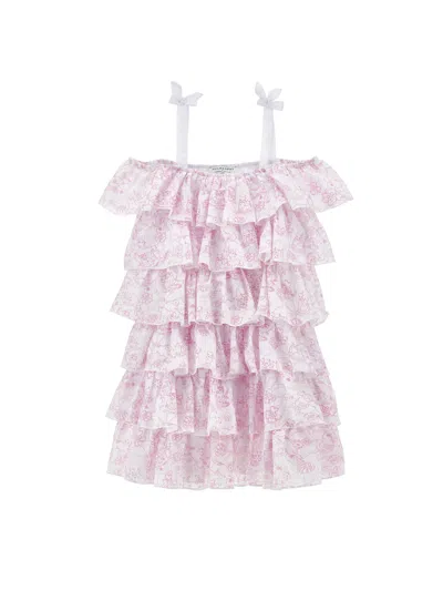 Philosophy Di Lorenzo Serafini Philosophy Kids  Ruffled Dress With Bow Straps In Pink