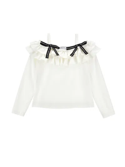 Philosophy Di Lorenzo Serafini Philosophy Kids  Ruffled Sweater With Logo Ribbon In White