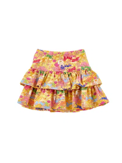 Philosophy Di Lorenzo Serafini Philosophy Kids  Skirt With Ruffles And Delicate Print In Brown