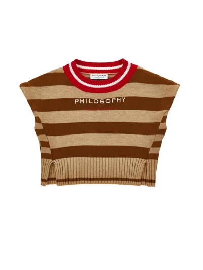 Philosophy Di Lorenzo Serafini Philosophy Kids  Striped Knitted Vest In Multi