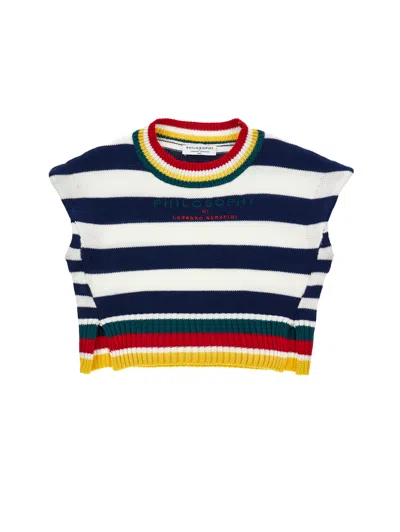 Philosophy Di Lorenzo Serafini Philosophy Kids  Striped Knitted Vest In Multi