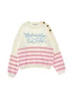 Philosophy Di Lorenzo Serafini Philosophy Kids  Striped Sweater With Buttons And Embroidered Logo In Neutral