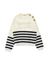 Philosophy Di Lorenzo Serafini Philosophy Kids  Striped Sweater With Buttons And Embroidered Logo In Neutral