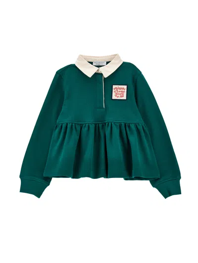 Philosophy Di Lorenzo Serafini Philosophy Kids  Sweatshirt With Polo Neck And Patch In Green