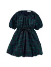 Philosophy Di Lorenzo Serafini Philosophy Kids  Tartan Dress With Balloon Sleeves In Blue