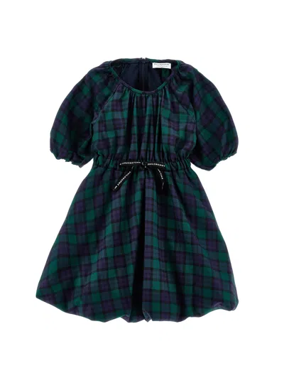 Philosophy Di Lorenzo Serafini Philosophy Kids  Tartan Dress With Balloon Sleeves In Blue