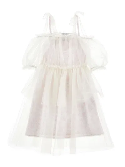 Philosophy Di Lorenzo Serafini Philosophy Kids  Tulle Dress For Girls With Romantic Details In Neutral