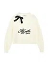 Philosophy Di Lorenzo Serafini Philosophy Kids  White Knitted Sweater With Logo And Bow In Neutral
