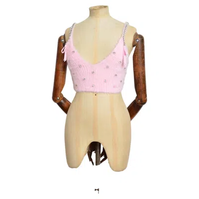 Pre-owned Philosophy Di Lorenzo Serafini Philosophy Lorenzo Serafini F/w 2023 Fuzzy Baby Pink Diamont� Camisole Crop Top