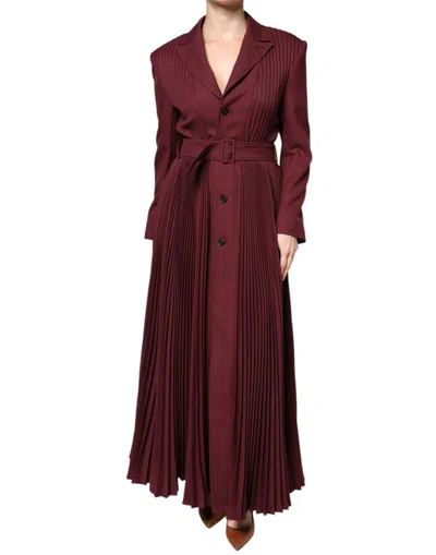 Pre-owned Philosophy Di Lorenzo Serafini Philosophy Maroon Belted Button Down Women's Dress () In Burgundy