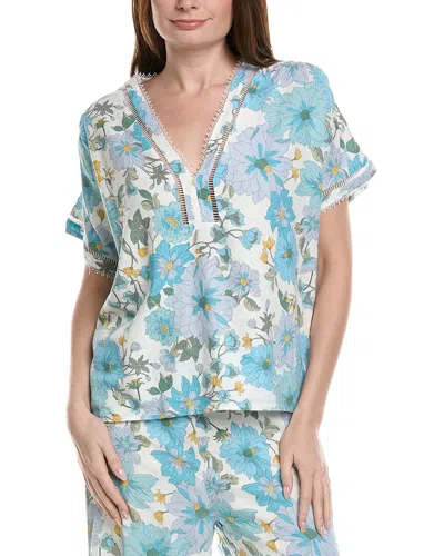 Philosophy Di Lorenzo Serafini Philosophy Printed Linen-blend Blouse In Blue