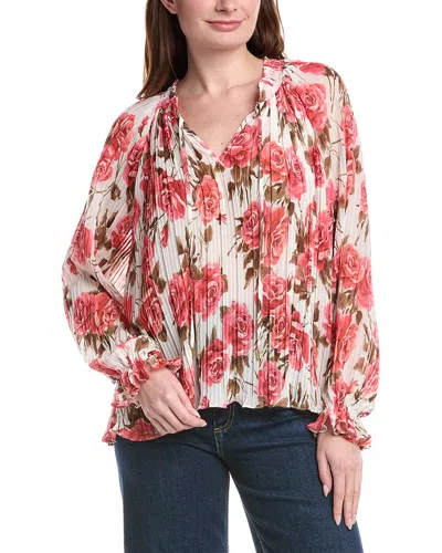 Philosophy Di Lorenzo Serafini Philosophy Smocked Tie Neck Printed Plisse Blouse In Multi