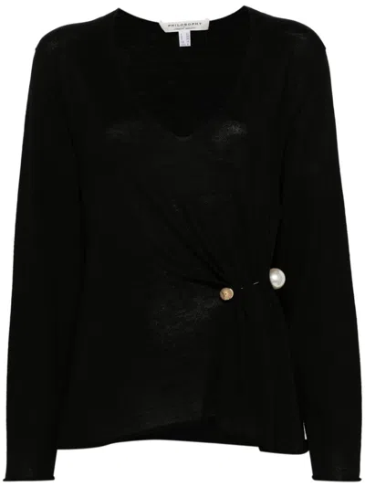 Philosophy Di Lorenzo Serafini Faux-pearl Detailed Sweater In Black